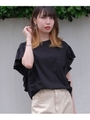 袖フリルポケット付き半袖Tシャツ/ブラック