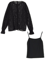 長袖レーストップス/ブラック