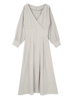 麻混カシュクールワンピース/ライトグレー