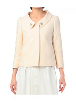 ビジュー付ツイード調ジャケット