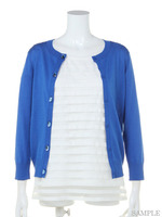 ボーダーブラウス付ヨークレースカーデアンサンブル