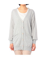 貝調ボタンVネックロングカーディガン