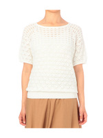 コットン透かし編みニットープルオーバー