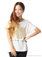 スパンコールプリントTシャツ
