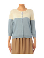 ウール混バイカラーニットカーディガン