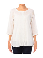 シャンブレーレースピンタックブラウス