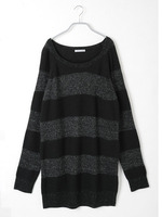 編みボーダーラメニットOP