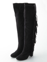 サイドフリンジニーハイブーツ