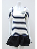 ボーダーオフショル　切替ワンピ