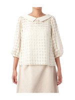 バックリボンシャドーチェックブラウス