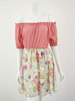 ペイントフラワー　　　B／Dコンビワンピ