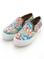 厚底トレンド柄生地スリッポン