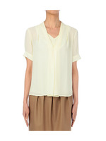 変形衿パフスリーブブラウス