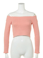 ボーダーオフショルカットソー