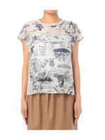 マリン柄プリントプルオーバー