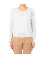 ラメ入りビジューボタン付きツインニット