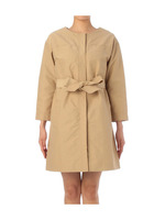 リボンベルトノーカラーコート