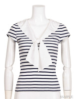 スカーフ襟ボーダートップス