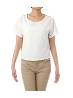 バックフラワー切り替えクロップドプルオーバー