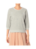 ビジュー付き裏毛スウェットトレーナー