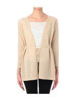 紐ベルト前開きニットカーディガン