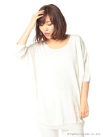 無地半袖ニットチュニック