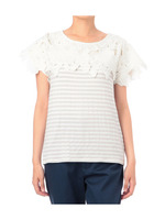 大判レース×ボーダーカットソー