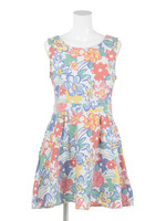 【casual】マルチフラワーフレアワンピース