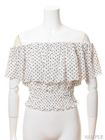 ドットオフショルフリルブラウス