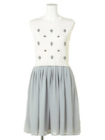 【CHIC】ビジューニットドッキングワンピース