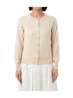 フラワーボタン使いニットカーディガン