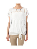 フラワーレース切り替え前結びカットソー