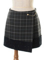 起毛チェック×レース切替ラップスカート