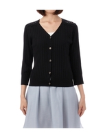 肩レース太リブカーディガン