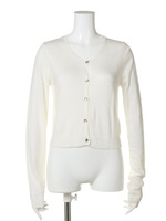 リブネックショートカーデ