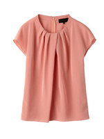 [L]エアリー素材バックジップブラウス