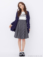 L64ストライプ柄ミディフレア／SK