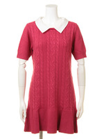 ケーブル柄ニットワンピース