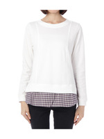 チェックシャツレイヤード風カットソー