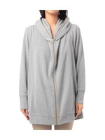 ラメ裏毛変形フードジップパーカー