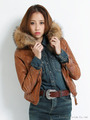 Lamb　Lether　ファー付フードJK