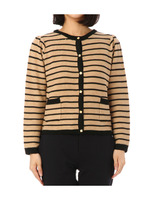 フラワーボタンボーダーニットソーカーディガン