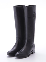 B レザーサイドベルトロングブーツ35