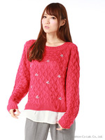 バスケット柄ニット裾シャツ