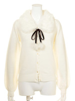 ファーティペット付きカーディガン