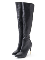 ポイントメタルヒールニーハイブーツ