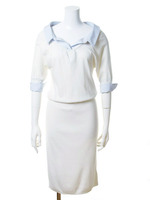 オフショルシャツ付きニットワンピース