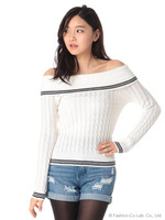 BIGリボンケーブルニット