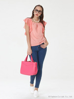 袖フリル切り替えTOP