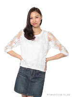 フラワーコードチュールトップス